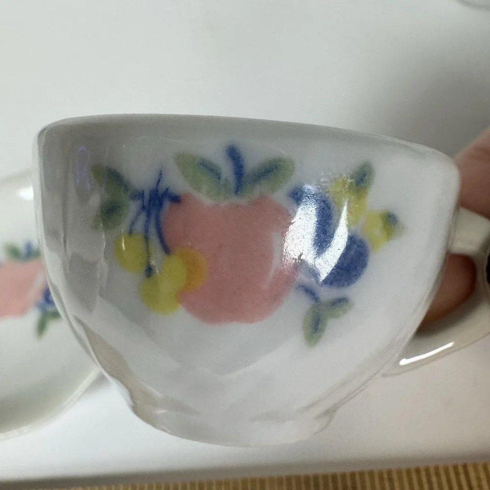 Vintage Honghura Craft Child Doll Porcelain Tea Set ‎ Apple Fruit MCM 22pc